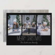 Einfache Drei-Foto-Ferienkarte Rustikal