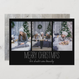 Einfache Drei-Foto-Ferienkarte Rustikal Feiertagskarte