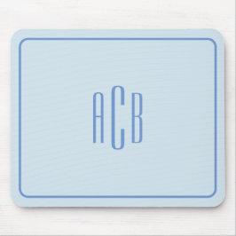 Einfache dreibuchstabige blaue Monogrammgrenze Mousepad