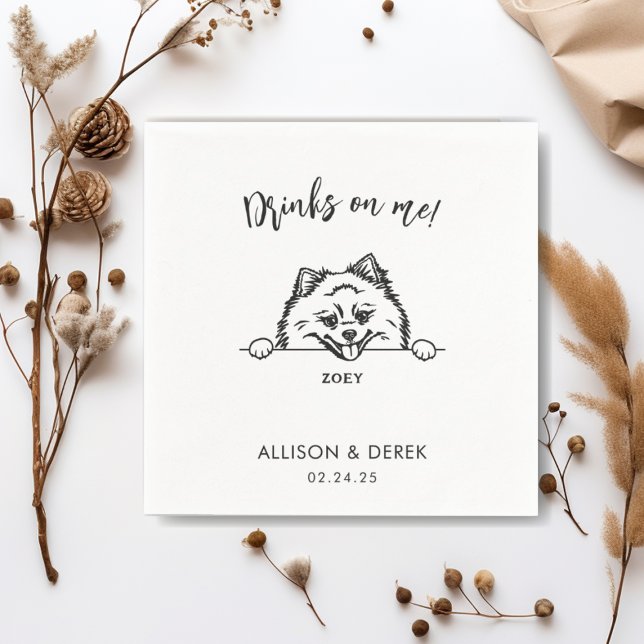 Einfache Drinks auf mir Niedlicher Spitz Hochzeit Serviette (Von Creator hochgeladen)