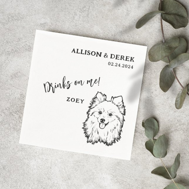Einfache Drinks auf mir Niedlicher Spitz Hochzeit Serviette (Von Creator hochgeladen)