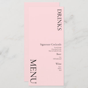 Einfache Drinks Cocktail Wein Hochzeit Rosa Menükarte