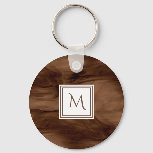 Einfache dunkelbraune, subtile Marmorverkleidung M Schlüsselanhänger (Vorderseite)