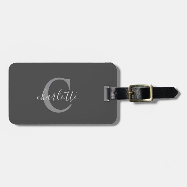 Einfache dunkelgraue Gepäckmarke Gepäckanhänger (Vorderseite horizontal)