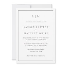 Einfache dunkelgraue Monogram-Elegante Hochzeit