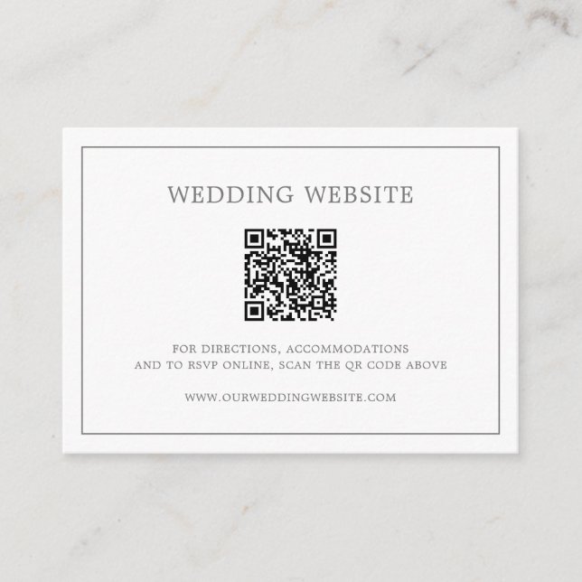 Einfache dunkelgraue Monogram QR Code Elegante Hoc Begleitkarte (Vorderseite)