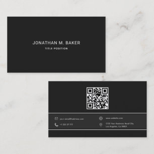 Einfache dunkelgraue QR-Code-Geschäftskarte Visitenkarte