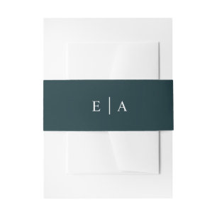 Einfache dunkelgrüne Monogramm-Hochzeitseinladung Einladungsbanderole