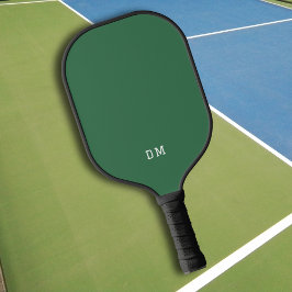 Einfache dunkelgrüne Monogramm-Initialen Pickleball Schläger