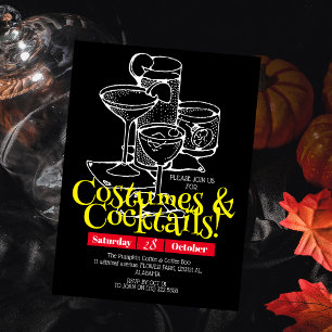 Einfache dunkle Kostüme und Cocktail-Halloween-Par Einladung