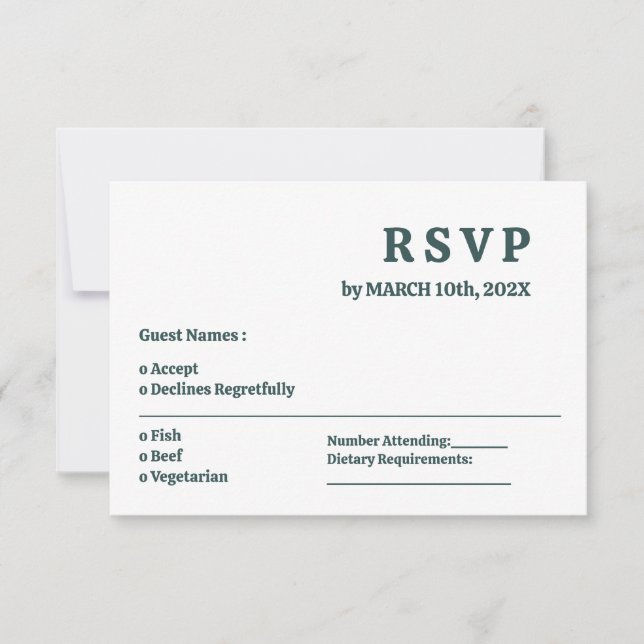 Einfache dunkle Slate Gray Minimal Wedding RSVP Ka (Vorderseite)