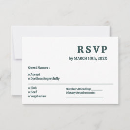 Einfache dunkle Slate Gray Minimal Wedding RSVP Ka