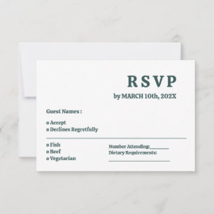 Einfache dunkle Slate Gray Minimal Wedding RSVP Ka