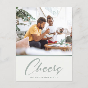 Einfache düstere Salbeigrüne Weihnachtsfoto-Grüße Feiertagspostkarte