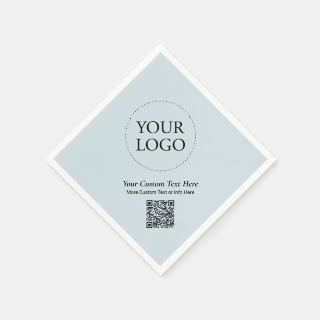 Einfache Dusty Blue Custom Business Logo QR Code Serviette (Ecke)