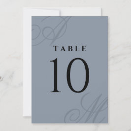 Einfache Dusty Blue Elegante Monogram-Tischnummern