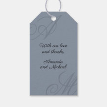 Einfache Dusty Blue Minimal Elegante Monogram Wedd