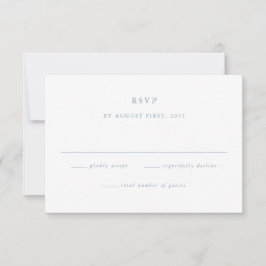 Einfache Dusty Blue Minimal Hochzeit RSVP Karte