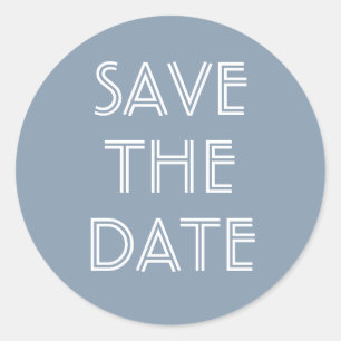 Einfache Dusty Blue Save the Date Aufkleber