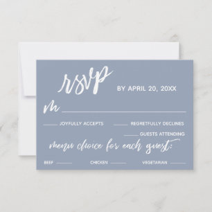 Einfache Dusty Blue-Speisekarte RSVP Karte