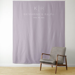 Einfache Dusty Lilac Monogram Wedding Background Wandteppich