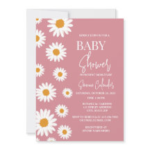Einfache Dusty Pink Daisy Baby Dusche Einladung