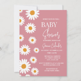 Einfache Dusty Pink Daisy Baby Dusche Einladung