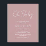 Einfache Dusty Rose Budget Kinderdusche Einladung<br><div class="desc">Moderne staubige Rose Rosa Budget Baby Dusche Einladung mit einem einfachen Design mit "Oh Baby" in einem rustikalen Stil Schrift Typografie. Diese elegante Einladung mit minimalistischer Gestaltung ist ideal für eine kleine Babydusche.</div>