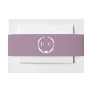 Einfache Dusty Rose Mauve Minimalistisch Monogram Einladungsbanderole