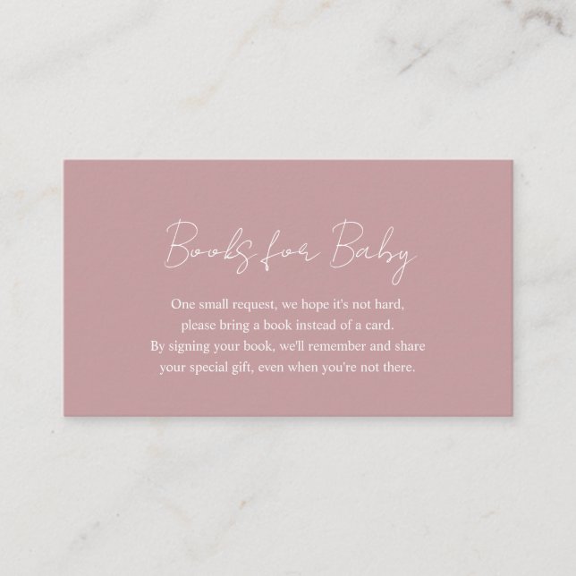 Einfache Dusty Rose Pink Baby Duschbücher für Baby Begleitkarte (Vorderseite)