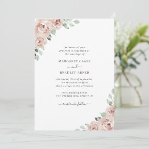 Einfache Dusty Rose Rosa Bläserner Elegante Hochze Einladung