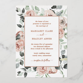 Einfache Dusty Rose Rosa Bläserner Elegante Hochze Folieneinladung