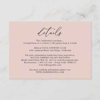 Einfache Dusty Rose Rosa Details Hochzeit Begleitkarte