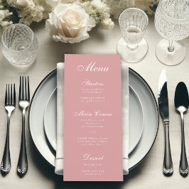 Einfache Dusty Rose Rosa Elegante Script Kalligrap Menükarte