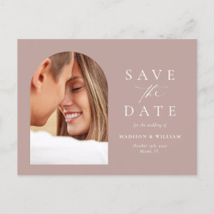 Einfache Dusty-Rose Save the Date Postkarte