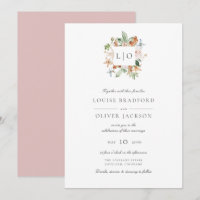 Einfache Dusty Rose Watercolor Monogram Wedding