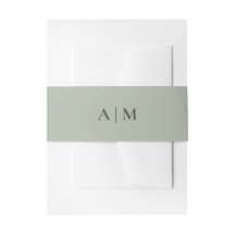 Einfache Dusty Sage Wedding Einladung Bauchband