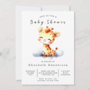 Einfache Editable Giraffe Babydusche Einladung
