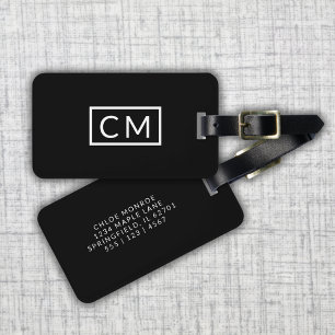 Einfache Einfaches Einfaches Schwarzweiß-Monogramm Gepäckanhänger