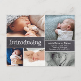 Einfache Einführung in Chalkboard Multiple Baby Fo Ankündigungspostkarte