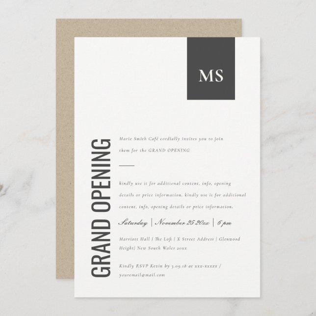 Einfache Einladung für die Geschäftsmonographie (Vorne/Hinten)