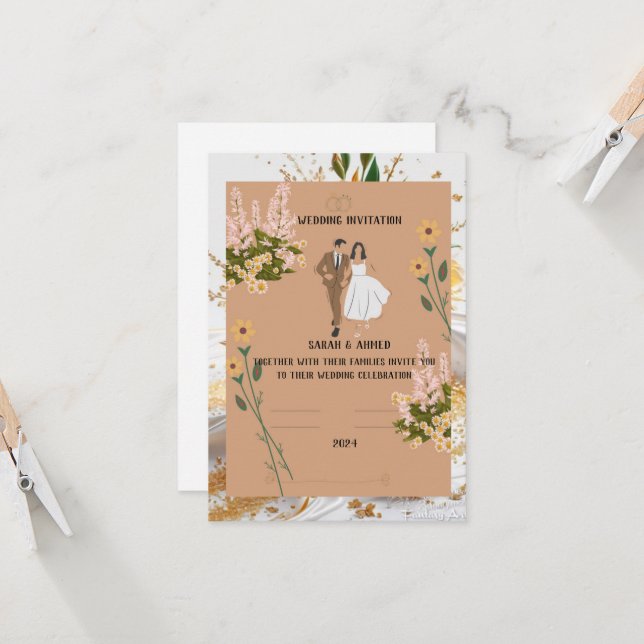 Einfache Einladung, Größe: 12,7 cm x 17,8 cm, Pap Einladung (Vorderseite/Rückseite Beispiel)