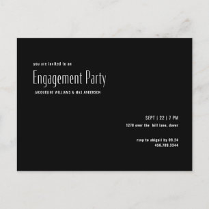 Einfache Einladung von Black & White Engagement Postkarte
