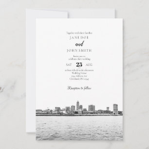 Einfache Einladung von Cleveland Skyline Hochzeit