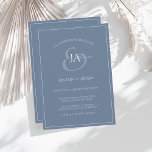 Einfache Einladung von Dusty Blue Monogram<br><div class="desc">Einfache Dusty Blue Monogram Einladung Hochzeit. Stilvoll beeindrucken Sie Ihre Hochzeitsgäste mit dieser trendigen, pulverblauen Hochzeitseinladung mit einem schönen weißen Drehbuch, mit den Initialen von Braut und Bräutigam auf einem staubigen blauen Hintergrund. Diese Einladung hat ein atemberaubendes Baby Blue Design, mit modernen und minimalistischen Farbtupfern, perfekt für Ihre einfache, trendige,...</div>