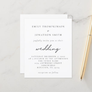 Einfache Einladung zu einer farbigen Skripthochzei