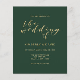 Einfache Einladung zu einer Green and Gold Hochzei