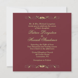 Einfache Einladung zu einer Hochzeit mit Wein und