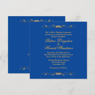 Einfache Einladung zu tiefen Hochzeiten in Blau un