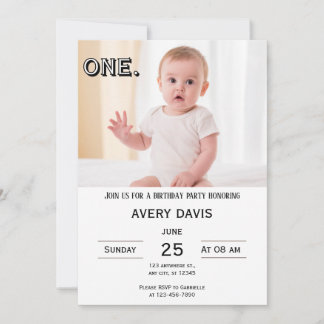 Einfache Einladung zum ersten Geburtstag Foto